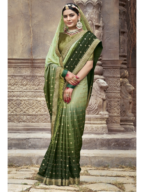 

TEREZA Green Woven Design Zari Saree