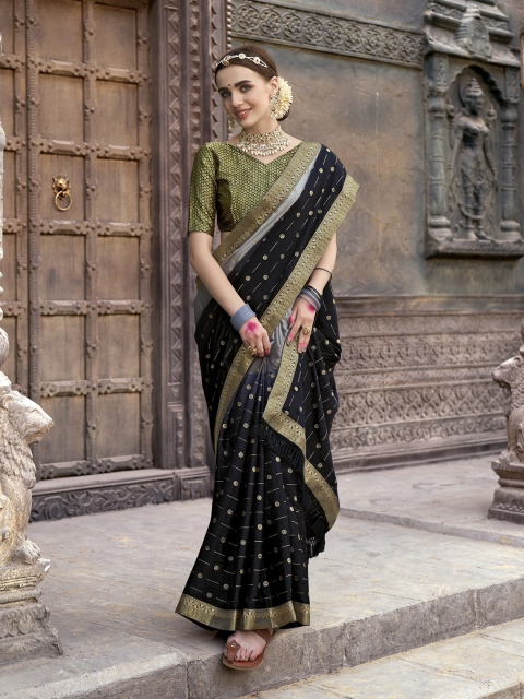 

TEREZA Black & Black Woven Design Zari Saree