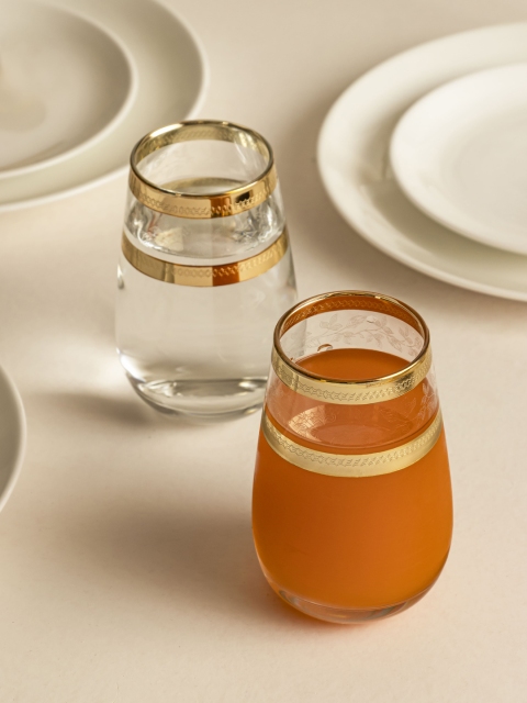 

Clasiko Set Of 6 Transparent Solid Juice Glasses Bar and Drinkware