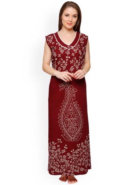 

Secret Wish Maroon Printed Maxi Nightdress NT-E73-387