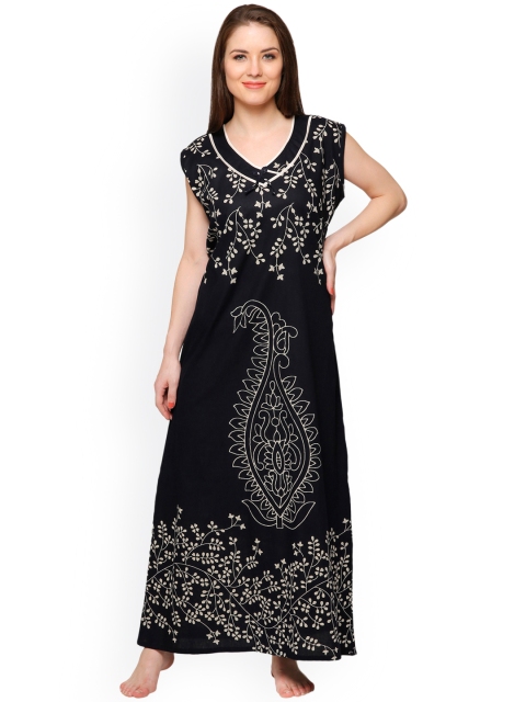 

Secret Wish Black Printed Maxi Nightdress NT-E73-388