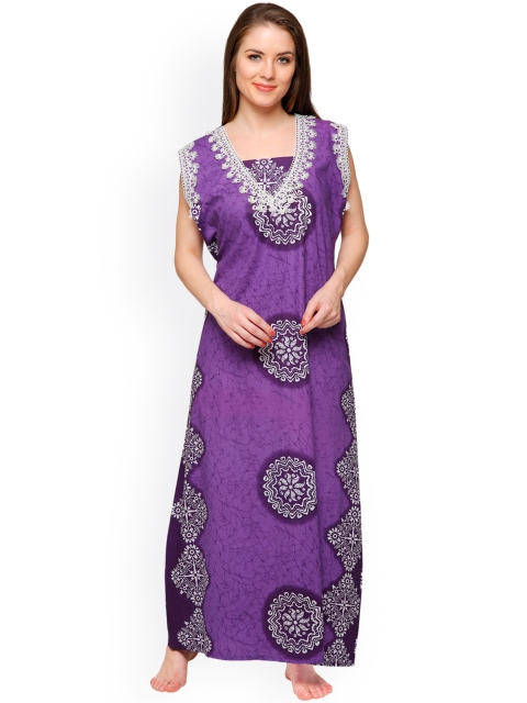 

Secret Wish Purple Printed Maxi Nightdress NT-E75-397