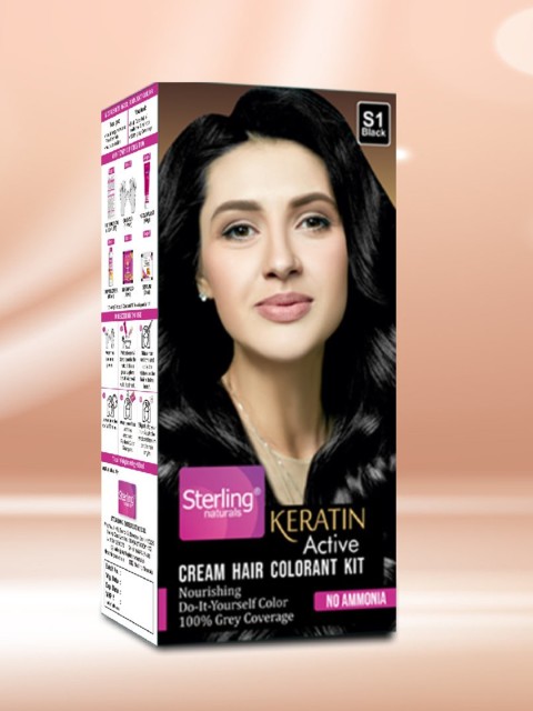 

Sterling Naturals KeratinActive Cream Hair Colorant Kit- S1 Black - 60 gm