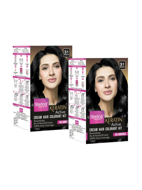 

Sterling Naturals Pack of 2 Keratin Active Cream Hair Colorant Kit - S1 Black