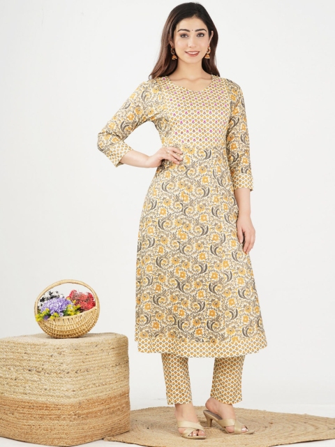 

JAIPURI COLLECTION Women Black Printed Mirror Work Kurta with Trousers