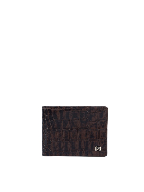 

Da Milano Men Brown Textured Leather Two Fold Wallet