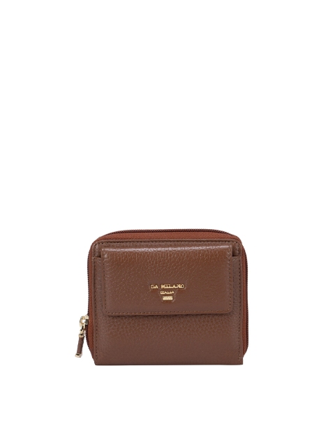 

Da Milano Women Brown Textured Leather Zip Around Wallet