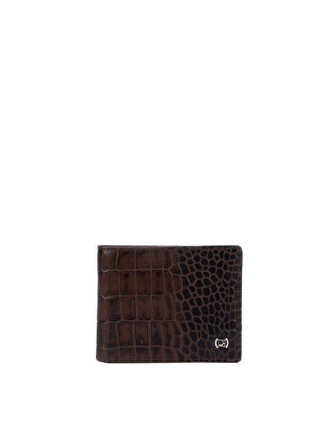 

Da Milano Men Brown & Silver-Toned Textured Leather Two Fold Wallet