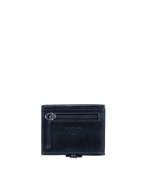 

Da Milano Men Blue & Silver-Toned Textured Leather Card Holder