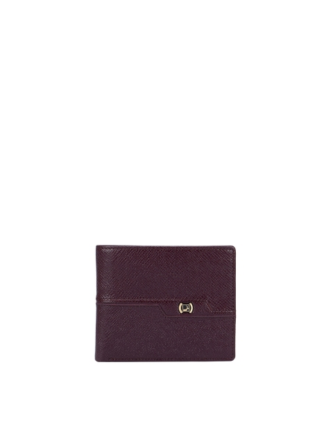 

Da Milano Men Burgundy & Gold-Toned Textured Leather Two Fold Wallet