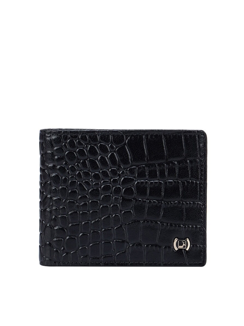 

Da Milano Men Black & Gold-Toned Textured Leather Two Fold Wallet