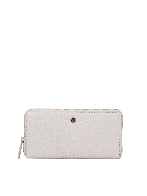 

Da Milano Women White Textured Leather Zip Around Wallet