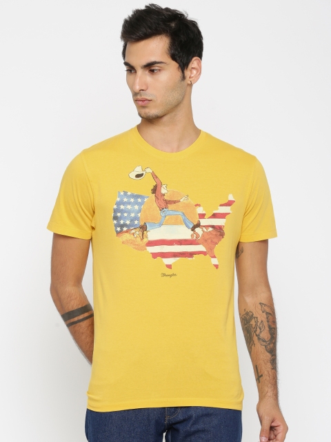 

Wrangler Men Yellow Printed Round Neck T-shirt