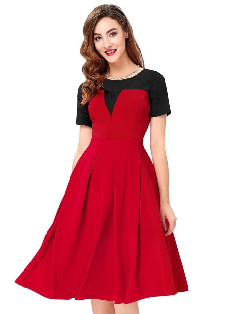 

Risirioutfit Red & Black Solid Dress