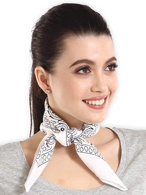 

Aadikart Pack Of 2 Purple & White Paisley Printed Cotton Bandanas, Black