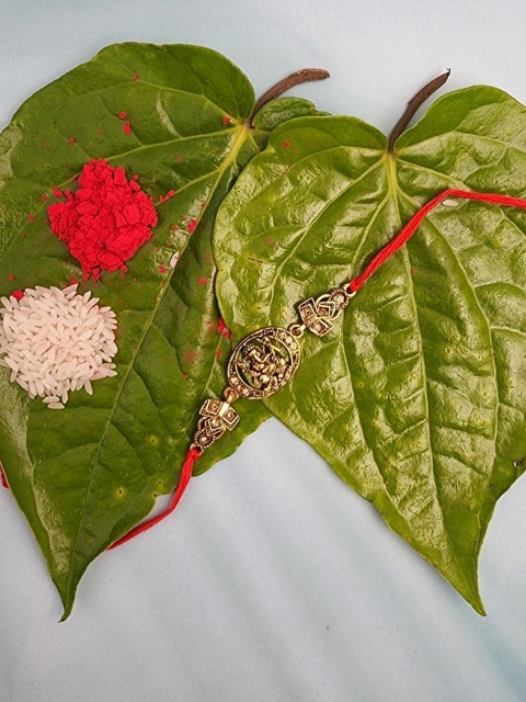 

YOUSTYLO Lord Ganesha Rakhi with Roli, Chawal, Multi