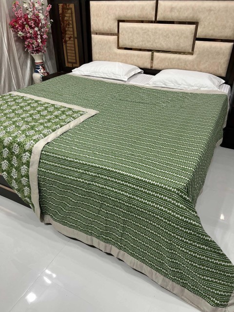

Pure Decor Green & White AC Room 300 GSM Double Bed Dohar