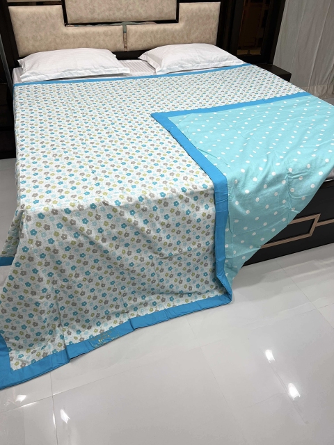 

Pure Decor Blue & Purple Floral AC Room 300 GSM Double Bed Dohar