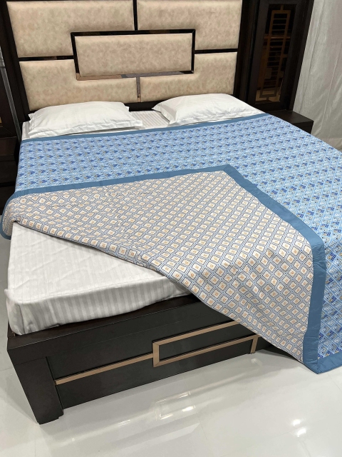 

Pure Decor Blue Ethnic Motifs AC Room 300 GSM Double Bed Dohar