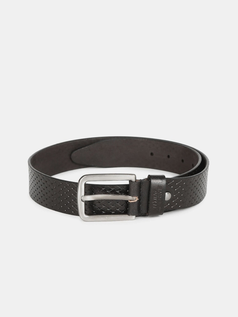 

Flying Machine Men Black Textured Leather Belt