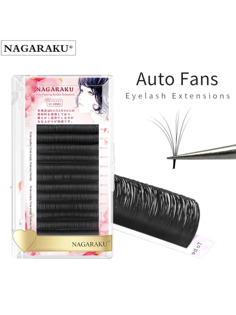 

NAGARAKU Mega Volume 12 Rows Easy Fanning Auto Fans Eyelash Extension - Curl C, Black