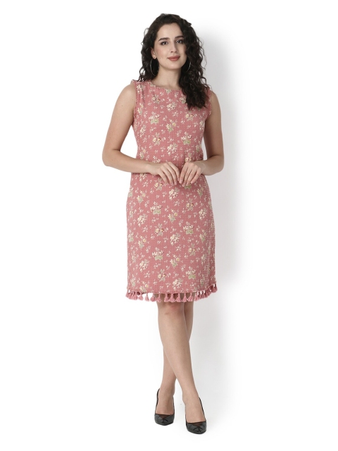 

Again fashions Pink Floral A-Line Cotton Dress