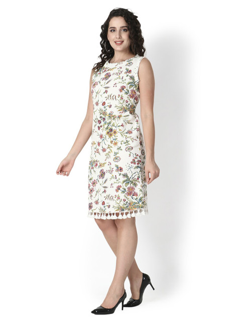 

Again fashions White Floral A-Line Dress