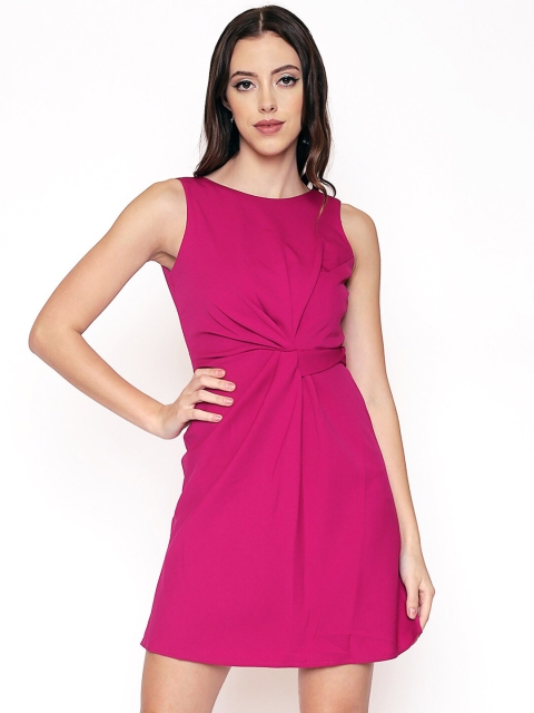 

250 DESIGNS Magenta Georgette A-Line Mini Dress