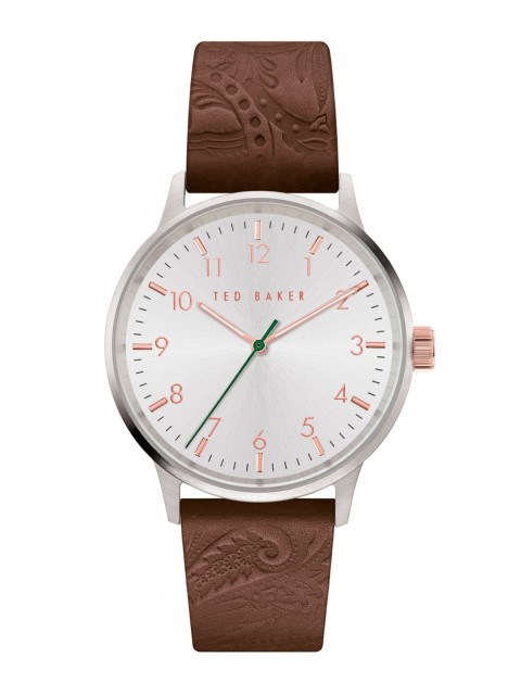 

Ted Baker Men Silver-Toned Printed Dial & Brown Leather Straps Analogue Watch