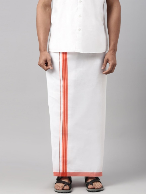 

WHITE HEART Men White Solid Pure Cotton Dhoti