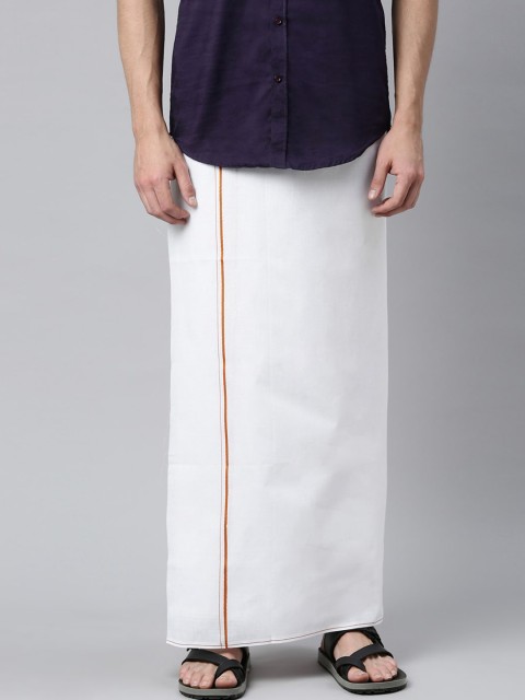

WHITE HEART Men White Solid Pure Cotton Dhoti