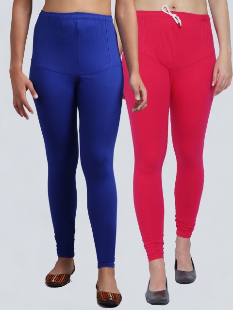 

GRACIT Women Pack Of 2 Blue Solid churidar Length Leggings