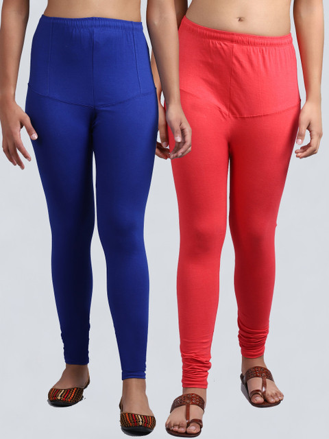 

GRACIT Women Pack Of 2 Solid Churidar-Length Leggings, Blue