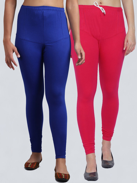 

GRACIT Women Pack Of 2 Solid Ankle Length Leggings, Blue