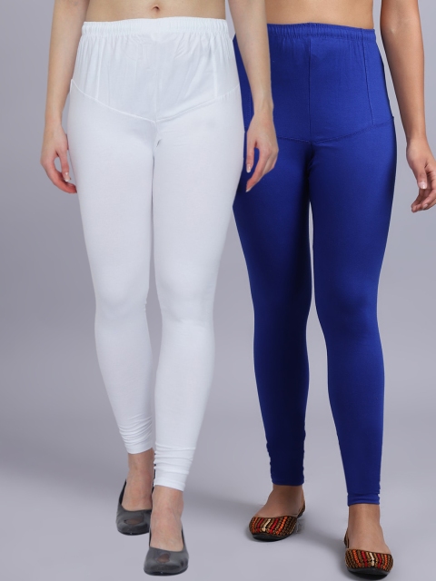 

GRACIT Women Pack Of 2 Solid Churidar-Length Leggings, White