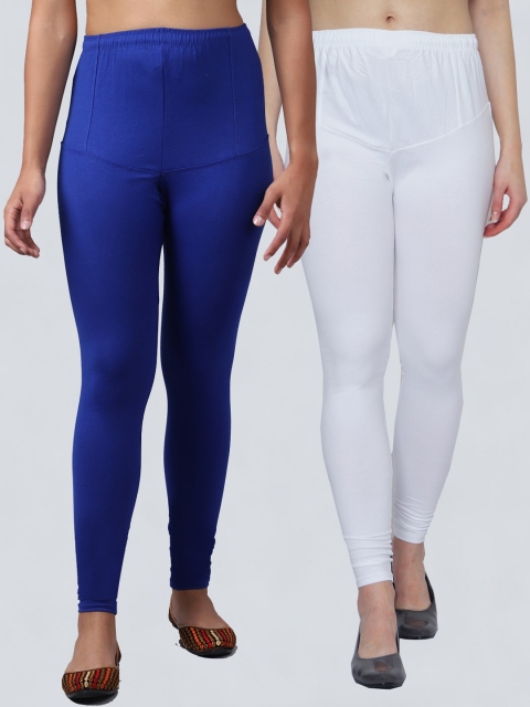 

GRACIT Women Pack Of 2 Solid Leggings, White