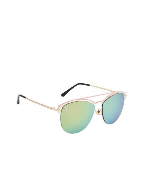 

Clark N Palmer Unisex Mirrored Browline Sunglasses, Gold