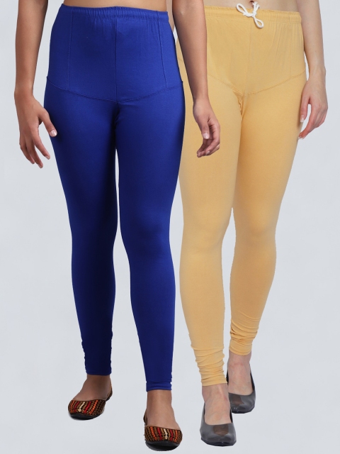 

GRACIT Women Pack Of 2 Solid Leggings, Blue