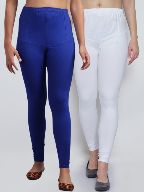 

GRACIT Women Pack Of 2 Solid Churidar-Length Leggings, White