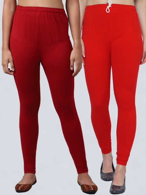 

GRACIT Women Pack of 2 Red & maroon Churidar-Length Legging-CBI-03-14 42