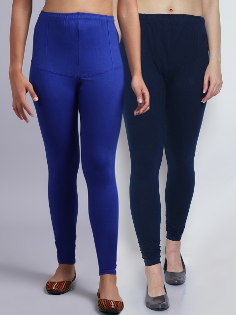 

GRACIT Women Pack Of 2 Solid Churidar-Length Leggings, Blue
