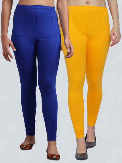 

GRACIT Women Pack Of 2 Solid Churidar-Length Leggings, Blue
