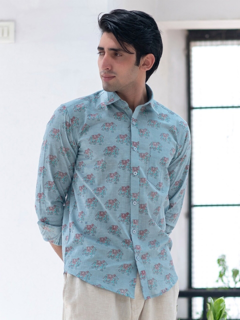 

Tistabene Men Blue Comfort Floral Printed Casual Shirt