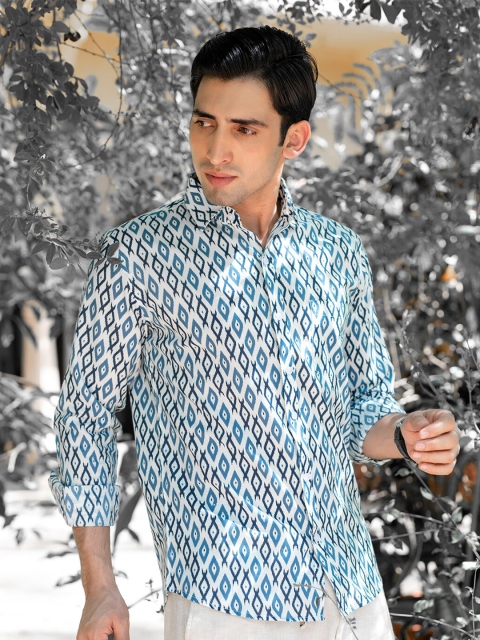 

Tistabene Men Blue Comfort Printed Casual Shirt
