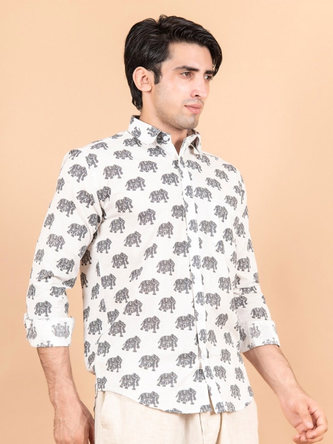 

Tistabene Men White Comfort Floral Printed Casual Shirt