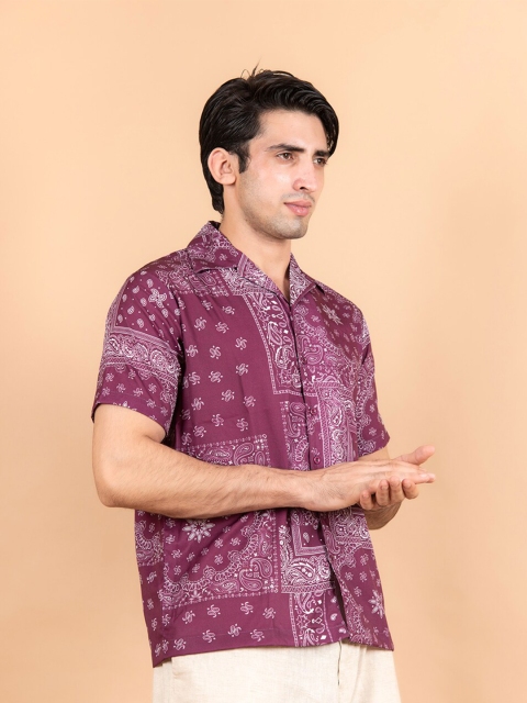 

Tistabene Men Burgundy Comfort Floral Printed Casual Shirt