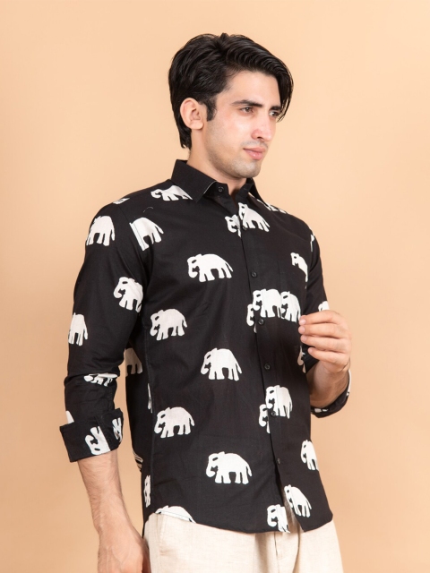 

Tistabene Men Black Comfort Floral Printed Casual Shirt