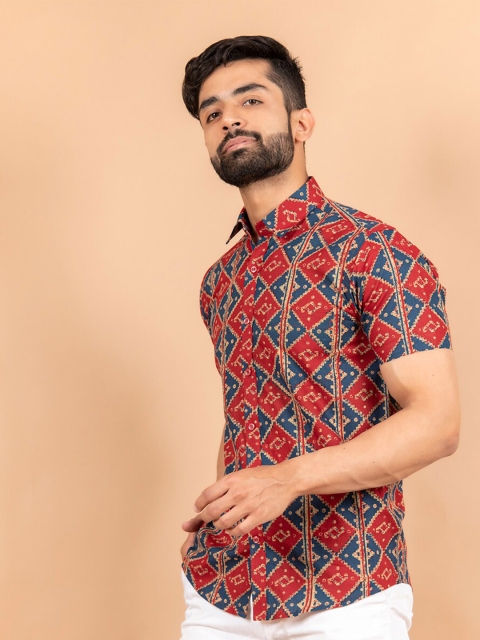 

Tistabene Men Blue Comfort Printed Casual Shirt
