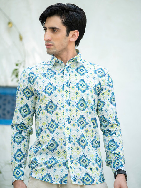 

Tistabene Men White Comfort Printed Casual Shirt