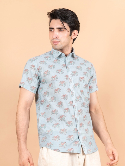 

Tistabene Men Blue Comfort Floral Printed Casual Shirt